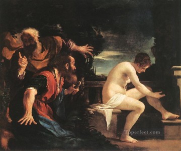  anciano Pintura al %c3%b3leo - Susana y los ancianos Guercino barroco